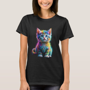 T-shirt Chat Aquarelle Coloré Chat pelage coloré chaton
