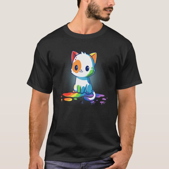T-shirt Chat arc-en-ciel (Devant)