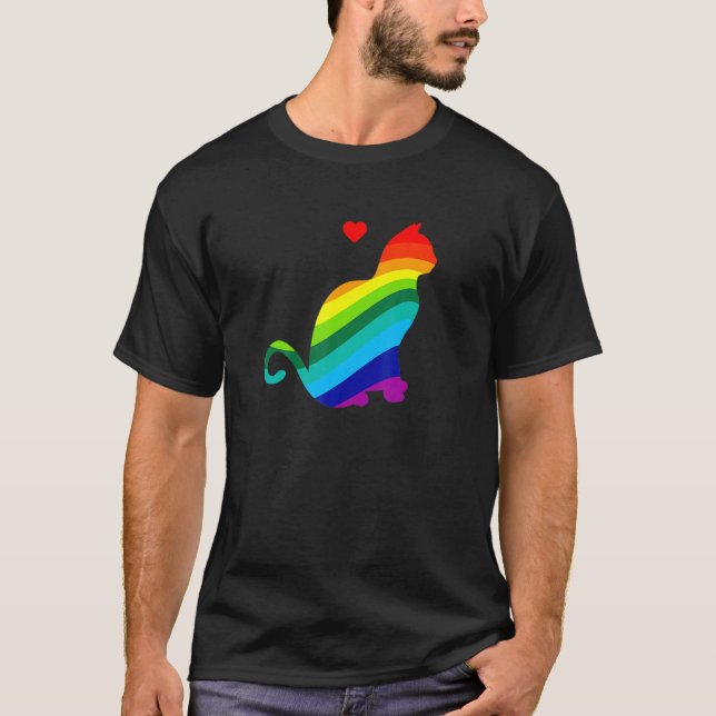 T-shirt Chat Arc-en-Ciel J'adore les Chats (Devant)