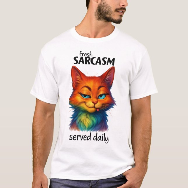 T-shirt Chat arc-en-ciel sarcastique Citation drôle (Devant)