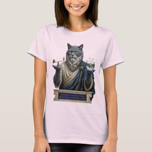 T-shirt Chat Archimède Bleu Russe (Devant)