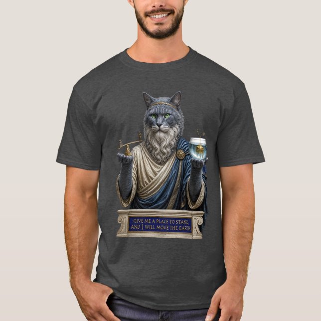 T-shirt Chat Archimède Bleu Russe (Devant)
