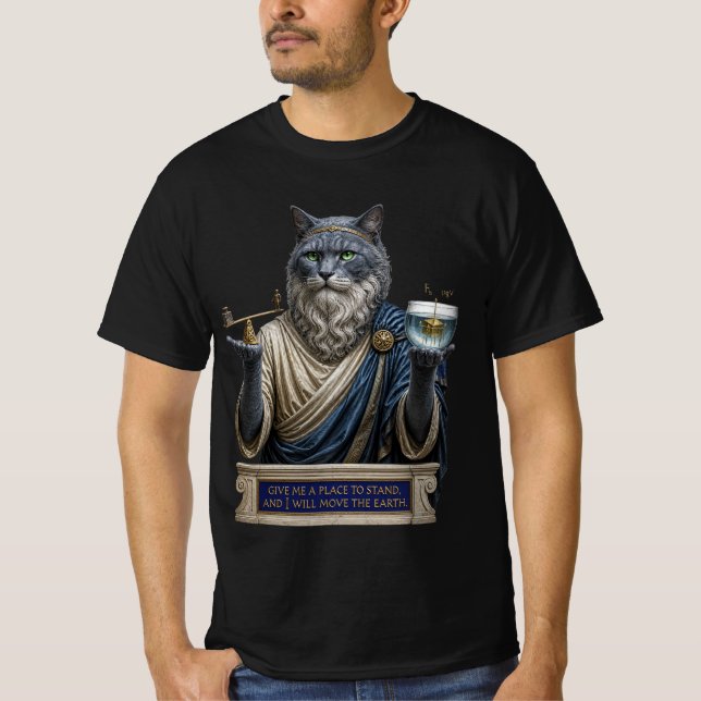 T-shirt Chat Archimède Bleu Russe (Devant)