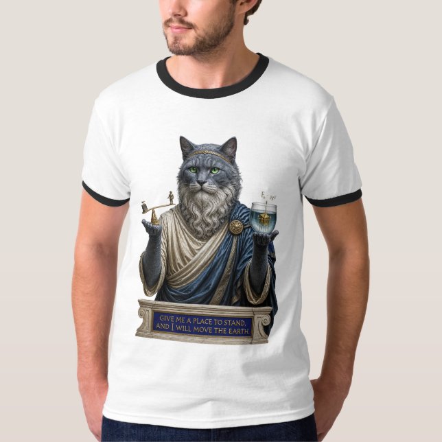 T-shirt Chat Archimède Bleu Russe (Devant)
