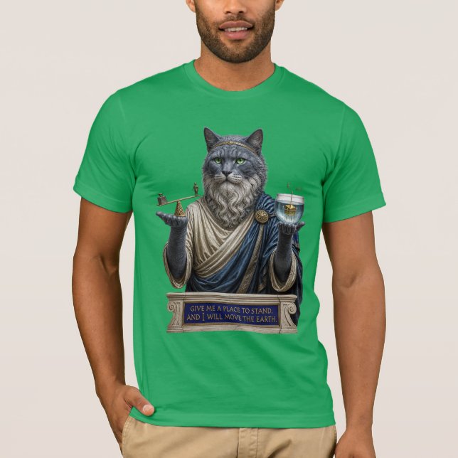 T-shirt Chat Archimède Bleu Russe (Devant)