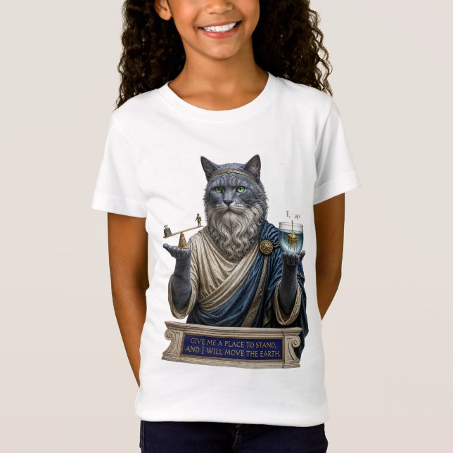 T-Shirt Chat Archimède Bleu Russe (Devant)