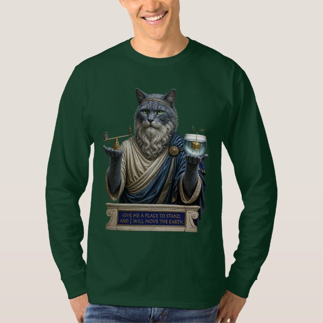 T-shirt Chat Archimède Bleu Russe (Devant)