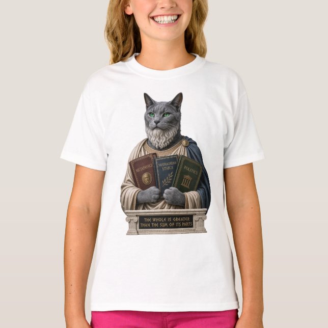 T-shirt Chat Aristote Bleu Russe (Devant)