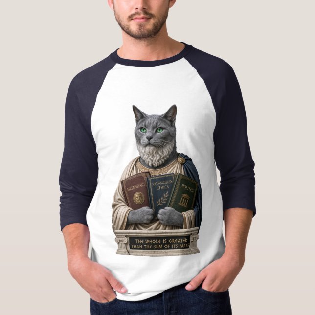 T-shirt Chat Aristote Bleu Russe (Devant)