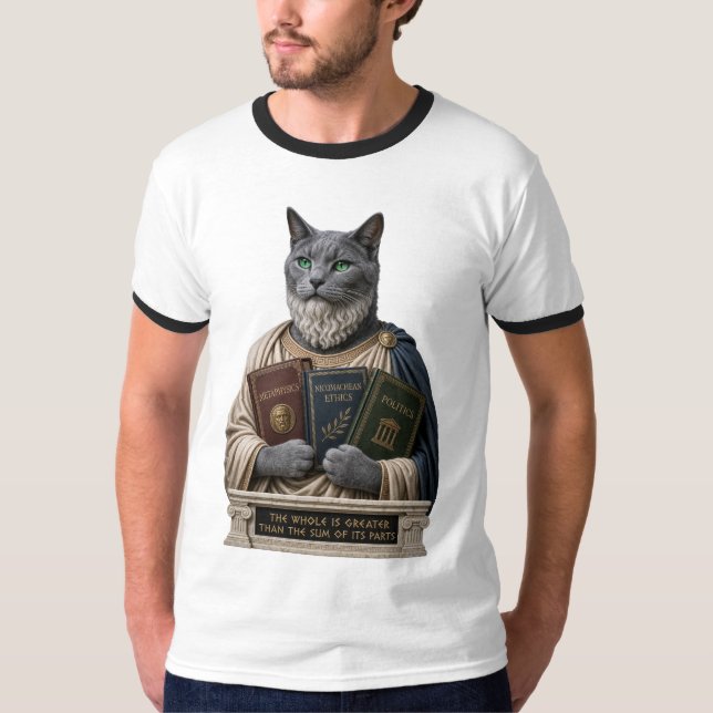 T-shirt Chat Aristote Bleu Russe (Devant)