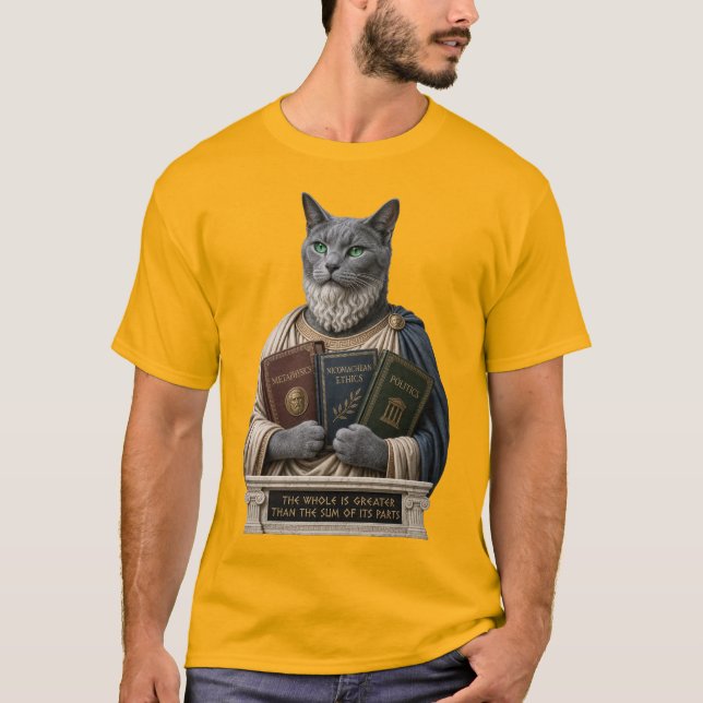 T-shirt Chat Aristote Bleu Russe (Devant)