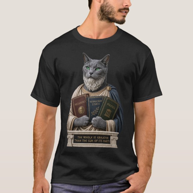 T-shirt Chat Aristote Bleu Russe (Devant)