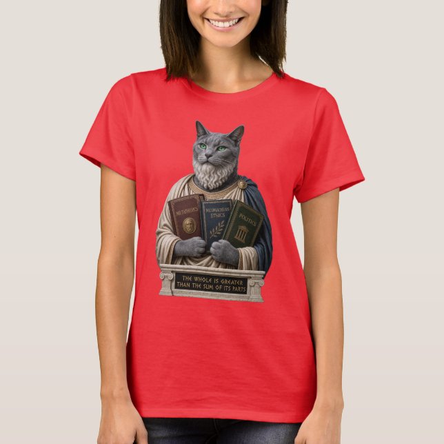 T-shirt Chat Aristote Bleu Russe (Devant)