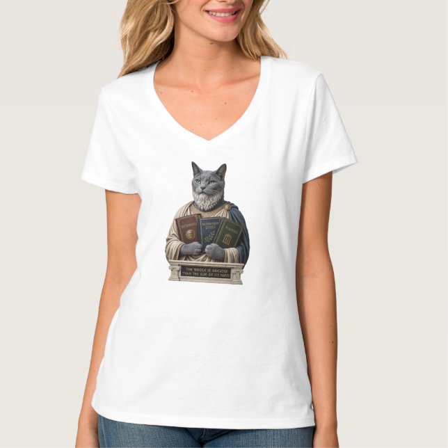 T-shirt Chat Aristote Bleu Russe (Devant)