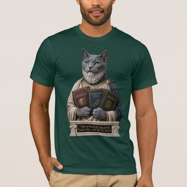 T-shirt Chat Aristote Bleu Russe (Devant)