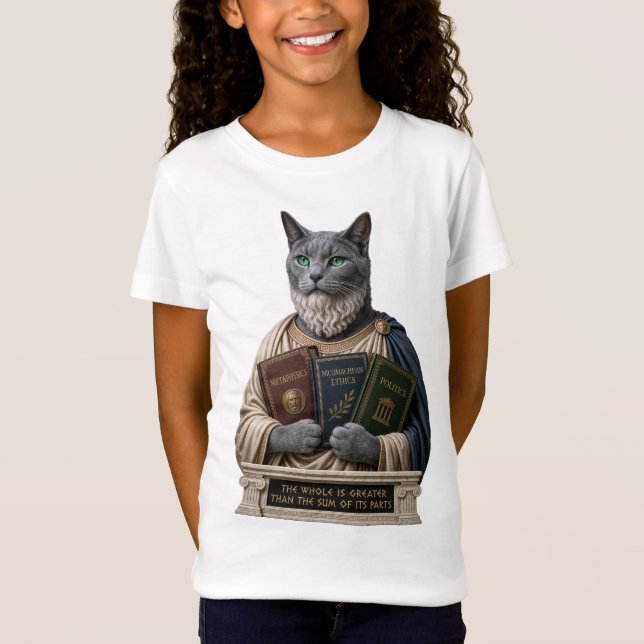 T-Shirt Chat Aristote Bleu Russe (Devant)