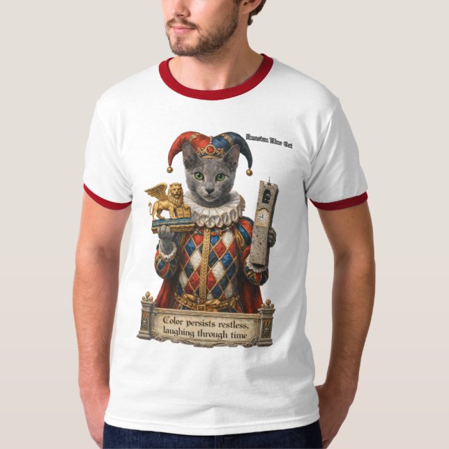 T-shirt Chat Arlequin Bleu Russe (Devant)