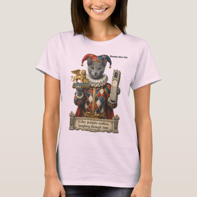 T-shirt Chat Arlequin Bleu Russe (Devant)