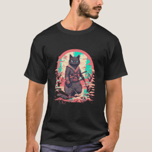 T-shirt Chat Art Japonais Chat Ninja Ukiyo e Anime Samurai