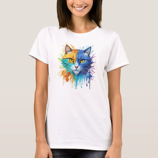 T-shirt Chat Art Peint (Devant)