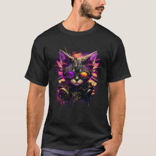 T-shirt Chat artistique et hipster Chat coloré cool avec