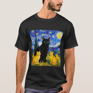T-shirt Chat artistique nuit étoilée Chat noir & Chato