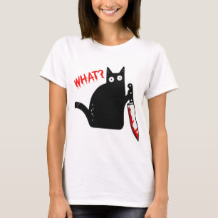 T-shirt Chat assassin tenant le couteau Halloween Costume