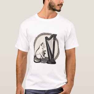 T-shirt Chat assis et jouer de la harpe cadeau parfait pou
