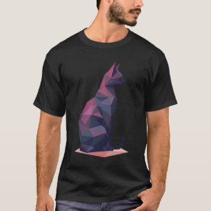 T-shirt Chat assis géométrique moderne en low-poly