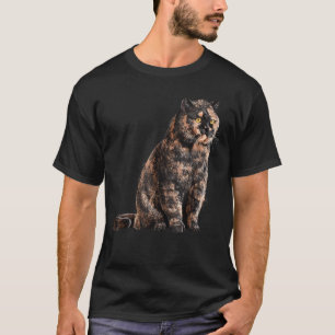 T-shirt Chat assis Tortie British Shorthair