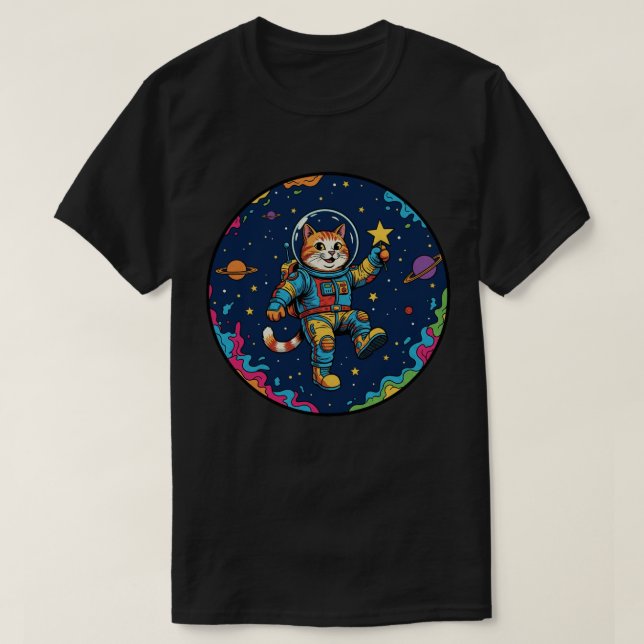 T-shirt Chat Astronaute - Aventure Spatiale sous les Étoil (Design devant)