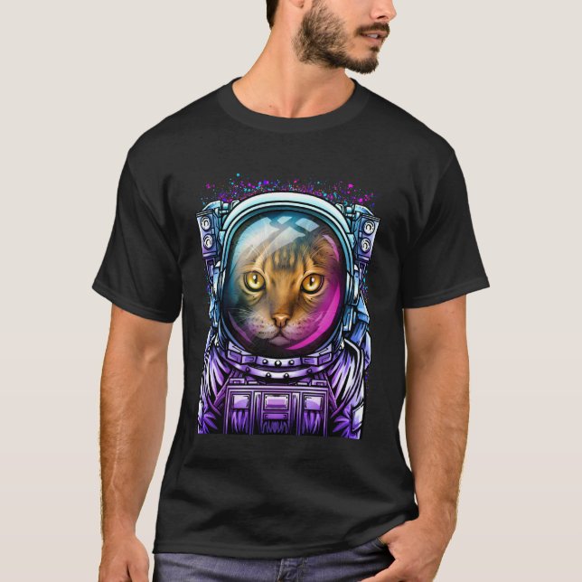 T-shirt Chat Astronaute Conception Espace Extérieur Drôle  (Devant)
