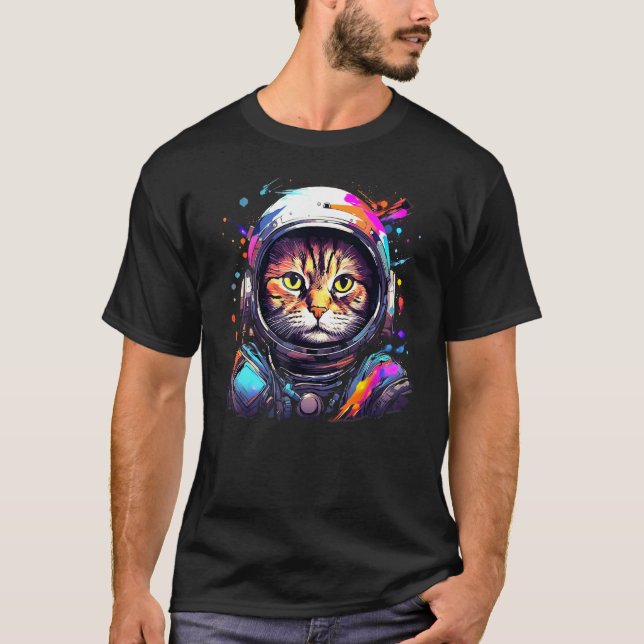 T-shirt Chat Astronaute Drôle Chat de l'Espace (Devant)