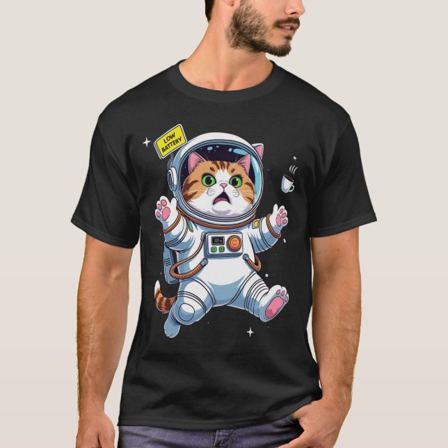 T-shirt Chat astronaute en difficulté (Devant)