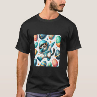 T-shirt Chat Astronaute Faisant le Dab Flottant Dans l'Esp