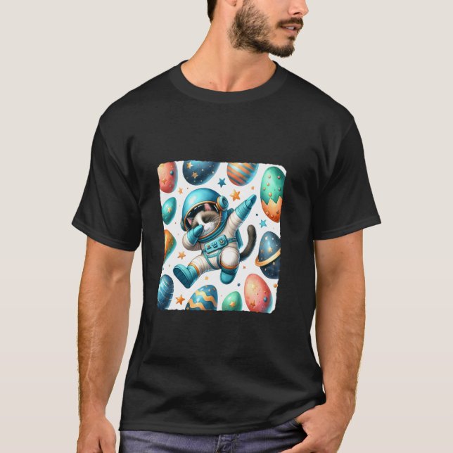 T-shirt Chat Astronaute Faisant le Dab Flottant Dans l'Esp (Devant)