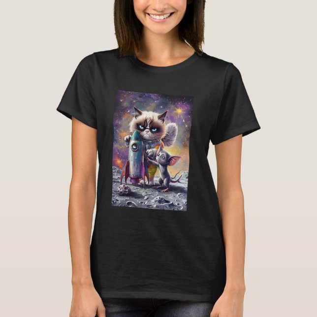 T-shirt Chat Astronaute Fusée Espace (Devant)