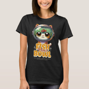 T-shirt Chat Astronaute Kawaii d'un Aquarium - Poisson Fan