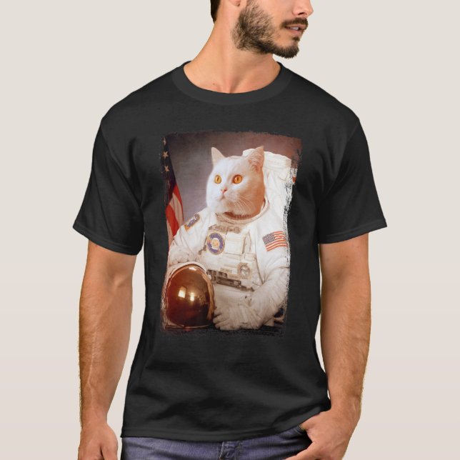 T-shirt Chat Astronaute Lune Mission Spatiale Animal Astro (Devant)