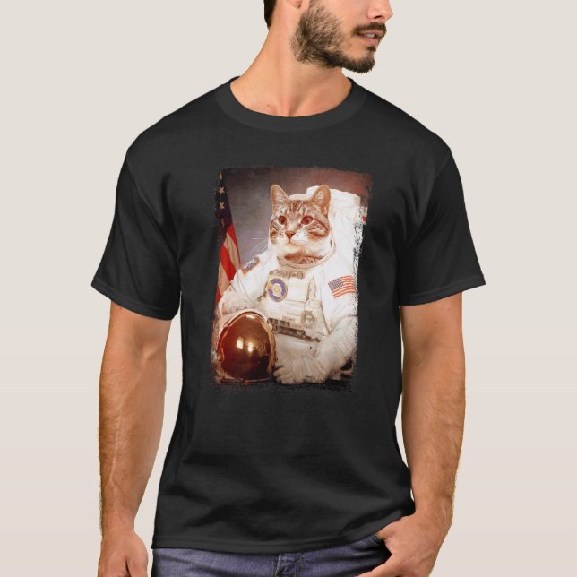 T-shirt Chat Astronaute Lune Mission Spatiale Animal Astro (Devant)