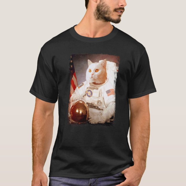 T-shirt Chat Astronaute Lune Mission Spatiale Animal Astro (Devant)
