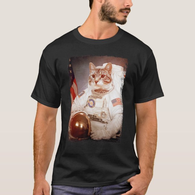 T-shirt Chat Astronaute Lune Mission Spatiale Animal Astro (Devant)