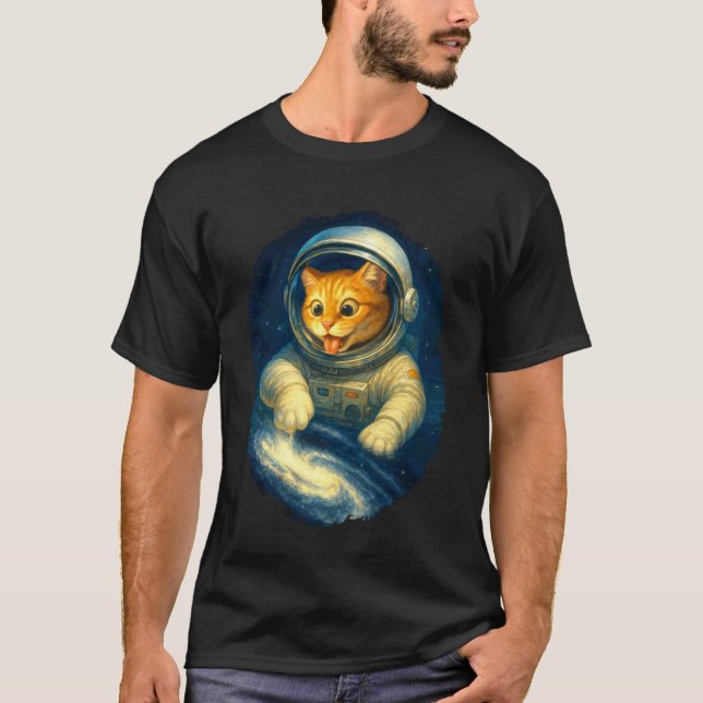 T-shirt Chat astronaute mignon dans l'espace avec la Voie  (Devant)