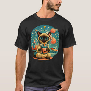 T-shirt Chat astronaute siamois de l'ère atomique dans l'e