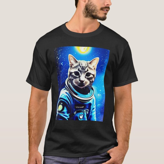T-shirt Chat astronaute Tee chat de l'espace Tee pour homm (Devant)