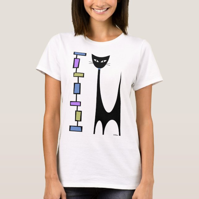 T-shirt Chat atomique avec rectangles Mod 2 (Devant)