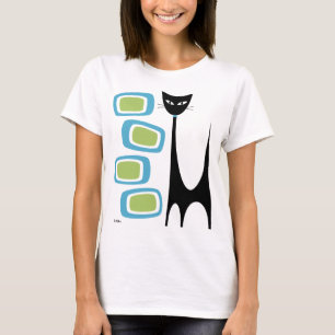 T-shirt Chat atomique du milieu du siècle avec des ongles