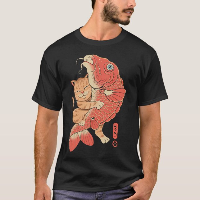T-shirt Chat Attrapant Carpe (Devant)
