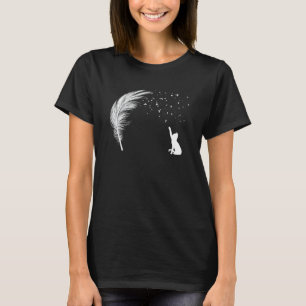 T-shirt Chat Attrapant Plume Feuilles Volantes Rue Fraîche
