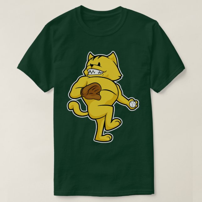 T-shirt Chat au baseball avec gant de catch (Design devant)